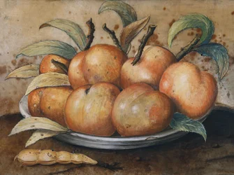 Still Life with Peaches and Carob